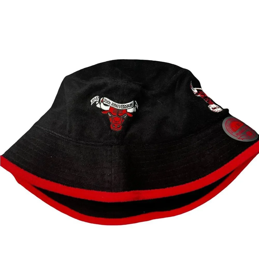 Mitchell & Ness Chicago Bulls Bucket Hat Black Red L/XL BNWT NBA Licensed
